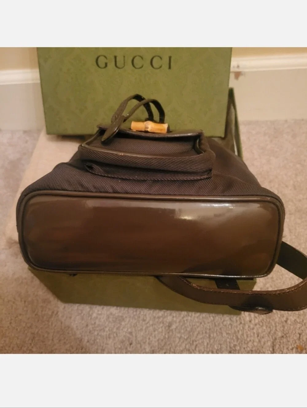 Vintage Gucci Brown Leather Mini Backpack Bag Rare Beauty